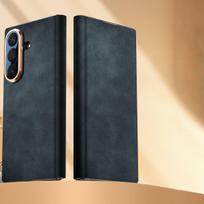 For ZFold7 Ultra-Thin PU Leather Magnetic Shockproof Case Luxury Stand Design Flip Phone Case All-Inclusive Screen For Samsung zfold7&Opp Bag mėlyna