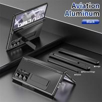 For Samsung Galaxy Z Fold 8 Ultra / 7 6 5 4 3 Plating Metal Aluminum Hinge Protect Full Body Stand Pen Slot Case +Tempered Glass Opp Bag&For Samsung Galaxy Z Fold4 5G 7.6" juoda