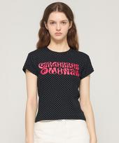 Cargo Bros For Woman Dot Pattern Short Sleeve T-Shirt (Black) S