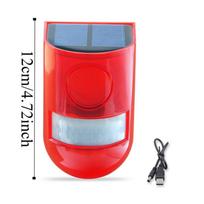 Waterproof Solar Alarm Multifunctional Security Alarm Siren Solar Lamps  Home Security raudona