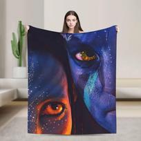 Avatars Blue Na'vi Couple Portrait Warm Soft Blankets For Bedroom Print Bedding Throws Winter Travel Flannel Bedspread Size: 75*100cm, Weight: 230 GSM
