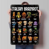 Itališkas smegenų puvinys Skaitmeninis menas Skardos plakatas Individualus Sienų menas Vintažiniai Retro Metaliniai ženklai Žaidėjo Dekoro Kambariui Sienos Deko 20X30CM black