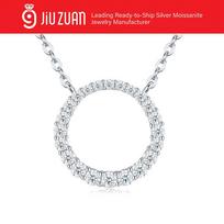 Minimalist Elegant Full Round Halo Hollow Circle S925 Silver VVS Round Brilliant Cut Dainty GRA Certified Moissanite Necklace 40+2.5+2.5CM sidabras