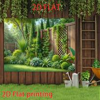 Green And Lush Garden Scenery Tapestry Living Room Bedroom Office Room Decoration Polyester Fiber Wall Hanging 100X70CM