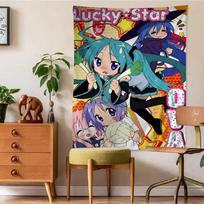 Lucky Star Tapestry Konata Izumi Hatsune Miku Cosplay Anime Wall Hanging Room Decor for Fans Bedroom Dorm Home Background Cloth 100X70CM