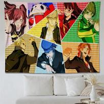 Persona 4 Golden Tapestry Main Characters Collage Polka Dot Background Wall Hanging Background Cloth for Home 100X70CM