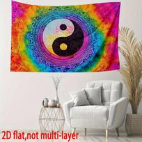 Mandala-Style Yin-Yang Tai Chi Tapestry, Colorful Artistic Banner, Wall Decoration For Living Room And Bedroom 100X70CM