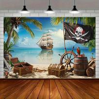 Pirate Ship Tapestry For Kids Room, Game Room, Bar & Bedroom Decor, Nautical Adventure Wall Hanging 100X70CM