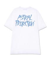 Astral Projection Graffiti Lettering Supima Cotton Round Neck Short Sleeve T-Shirt_White L