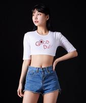 Astral Projection Good Day Supima Spandex 5-Quarter Sleeve Short Crop Top_White Free