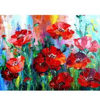 Visas gręžimas Deimantinė tapyba aguona Kryželiu 5D Pasidaryk pats Deimantinė siuvinėjimo gėlė Peizažas Sienų dekoracija Full Round 20x30CM blue