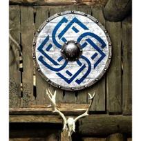Skydas Vikingų Viduramžių Medinis Apvalus Autentiškas Mūšyje Nukentėjęs Skandinavų Mūšio Larp Šarvas