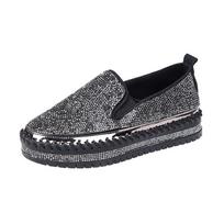 Moterims Ponios Moteriškos Mujer Mados Kalnų Krištolo Sportbačiai Zapatillas Storas Padas Laisvalaikio Mokasinai Tinginiai Mokasinai Plokščiapadžiai Batai 698 4 juoda