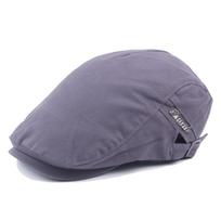 Hat Men'S British Season Cotton Beret Solid Color Peaked Cap Outdoor Sun Hat Forward Hat Adjustable pilka spalva