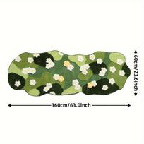 Prabangus žalias flokuotas samanų vonios kilimėlis - Netaisyklingos formos, skalbiamas mašinoje interjero kilimas svetainėms, purus pliušinis žiemos dekoras 23.6 * 63 inches/60 * 160 cm