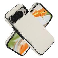 Vienos spalvos odinis atverčiamas stovas telefono dėklas Google Pixel 9 Pro XL 8 Pro 8A minkštas silikoninis smūgiams atsparus su kortelių skyriumi galinis dangtelis Google Pixel 9 Pro XL balta