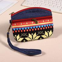 Boho Maža Monetų Piniginė Mini Piniginė Monetų Krepšelis Gėlių Rašto Dėklas Vandeniui atsparus Su Užtrauktuku Išskirtinė Dovana Moterims Mergaitėms raudona