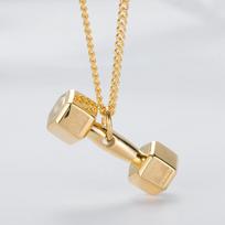 European and American Titanium Steel Fitness Dumbbell Barbell Pendant Couples Weightlifting Sports Fitness Necklace