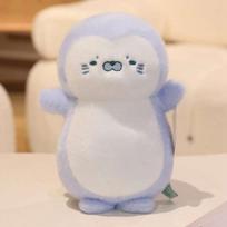Cute Soothing Penguin,Seal Plush Doll Four-gear Adjustment breathing,music, rhythm, light Sleeping Companion Doll Appease Doll 30 Cm gray