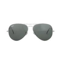 RayBan Solid Color Accent Metallic Aviator Sunglasses Unisex Couple Silver 62 sidabras