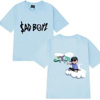 Hot singer Junior H Sad boyz harajuku Cartoon Graphic T shirt Men Women Oversized short sleeve T-shirts Unisex 100% Cotton Tops M black