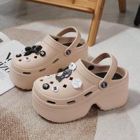 Women's Diy Clogs Clogs Sandals Summer  Slip On Wedge Platform Sandals Woman Fashion Chain Thick Sole Garden Shoes Ladies 35-36