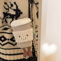 JC Coffee Cup Plush Doll Crossbody Bag - Cute Shoulder Bag & Toy Gift for Girls 22 cm