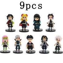 9pcs Anime demon slayer kimetsu no yaiba figure kamado tanjirou action figure agatsuma zenitsu nezuko warrior pvc model toy gift