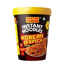 MasterChow Instant Cup Noodles - 2x Spicy Korean Noodles | Delicious Saucy Authentic Korean Taste With Extra Veggies | 100g 100GM