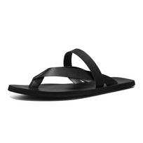 Aukštos kokybės vasarinės vyriškos lauko šlepetės Laisvalaikio odinės kvėpuojančios flip-flop'ai Minimalistiniai paplūdimio sandalai Atostogų patogūs plokščiapadžiai 37 juoda
