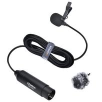 COMICA V02C XLR Lavalier Microphone with 48V Phantom for and Panasonic Zoom and Tascam and Video Recorders Clip-on Power, Unidirectional, Canon, Sony,