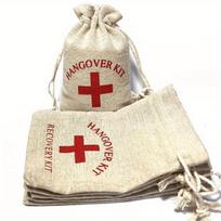 10Pcs Party Wake Up Bags Wedding Guest Gift Storage Bags Cotton Linen Bags First Aid Kits Bags Red Cross Hangover Supplies Kits Black