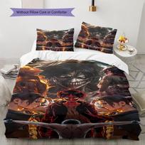 Attack on Titan Pattern Bedding,Quilt Set Quilt Cover Pillowcase Home Birthday Gift (1 * duvet cover + 2 * pillowcase, without core) 135x200cm