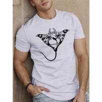 European sizes Manta Ray Men's Short Sleeve T-Shirt - Summer Casual Round Neck Top with Manta Ray & Ray Fin Graphic, S balta