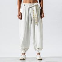 Japanese Casual Kimono Pants Men Loose Trousers Men Traditional Asian Clothing  Embroidere Harem Pants S balta