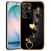Case for Samsung Galaxy S26 Ultra, Anti-Scratch Silicone Protection with Heart Bracelet - Black juoda