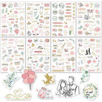 230 vnt. 8 lapai Vestuvių tema „Pasidaryk pats“ Scrapbooking lipdukai Skaidrios dekoracijos svečių knygai, dienoraščiui, menams ir amatininkystei Lipdukai rožinė