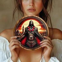 Assassin's Creed Ezio 7.8 Inch Metal Wall Sign Plaque Video Game Retro Decor įvairiaspalvis