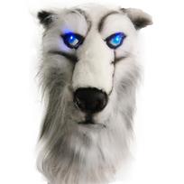 Husky latex mask with glowing eyes One size fits all adults balta