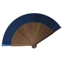 Folding Kyoto made in carved karaki short navy ayu fan, style, Japan, high-quality wood, large, length, pearl, (sweetfish) design. tamsiai mėlyna spalva