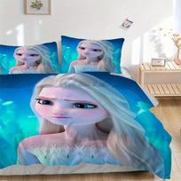3pcs Frozen II Queen Elsa Ice Princess Bedding Set Includes Quilt Cover and Pillowcases, Suitable for All Seasons S050 135x200cm
