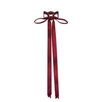 Magnetic Hairpin Long Ribbon Bowknot Decor Half-tied Hair Claw Back Head Decorative Hair Clip Shower Kitchen Hair Accessories raudona