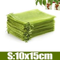S/M/L Green Fruit Protection Bags with Drawstring Breathable Gauze Bags To Protect Against Birds Insects Fruit Closure Pouch 10PCS