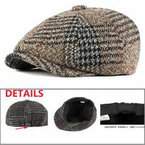 Adjustable Tweed Wool Beret Newsboy Hat Flat Cap for Men And Women Irish Cabbie Gatsby Ivy Style Vintage Fashion Headwear