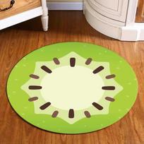 VIKAMA Lovely Kiwi Pattern Round Carpet Living Room Decorative Cushion Children's Room Fruit Theme Non-Slip Floor Mats 60cm x 60cm