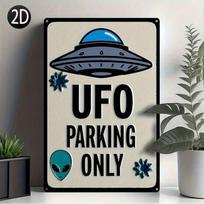 UFO Parking Only Retro Metal Wall Sign for Garage