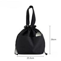 Portable Insulated Canvas Lunch Bag Drawstring lunch box handbag lunch bag office worker aluminum foil Cooler Bento Bag beige