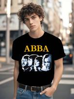 Vintage ABBA Band T-shirt - Black Retro Tee with Yellow ABBA Lettering XXL