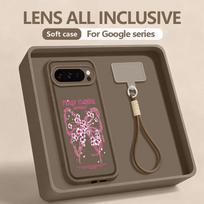 Pink Bow Pattern Phone Case For Google Pixel 10 9 8 7 Pro Pixel 9 10 Pro XL 7A 8A 9A Shockproof Silicone Soft Lanyard Back Cover Google Pixel 10
