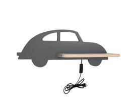 Candellux vaikiškas sieninis šviestuvas su lentyna IQ Kids Car, pilkas